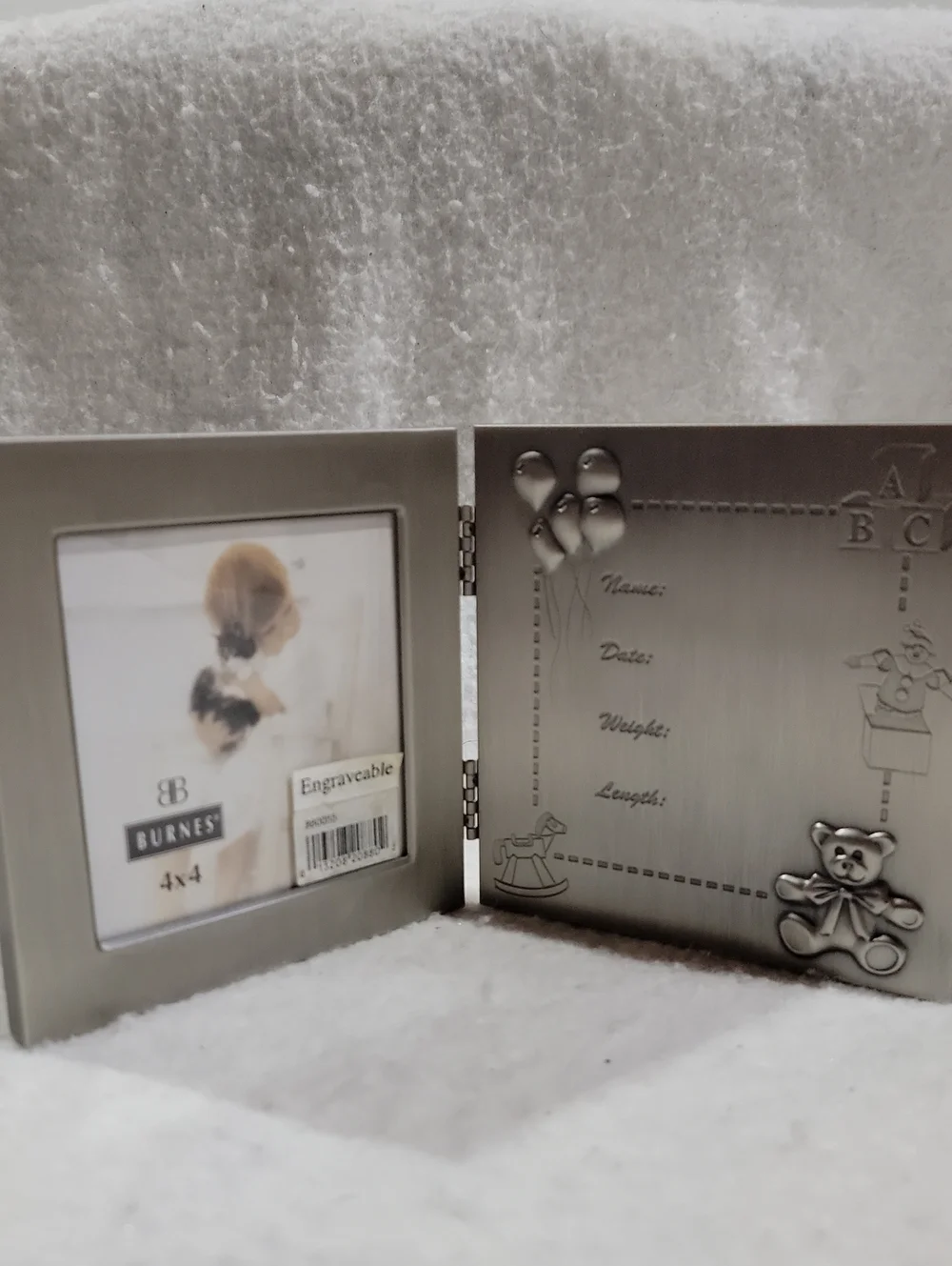 Burnes Of Boston Silver-Tone Baby Double Frame Engravable New